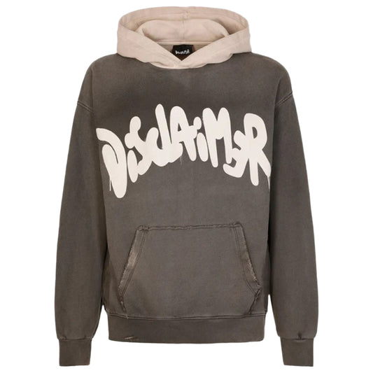 Disclaimer Two-tone Hoodie Sweatshirt Garment Dyed Black