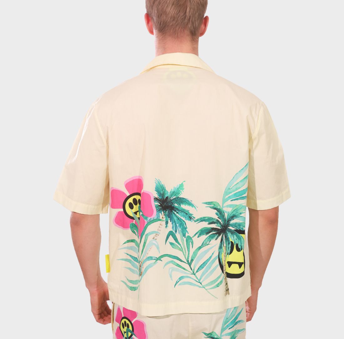 Barrow Shirt Unisex White with Flowers and Palms