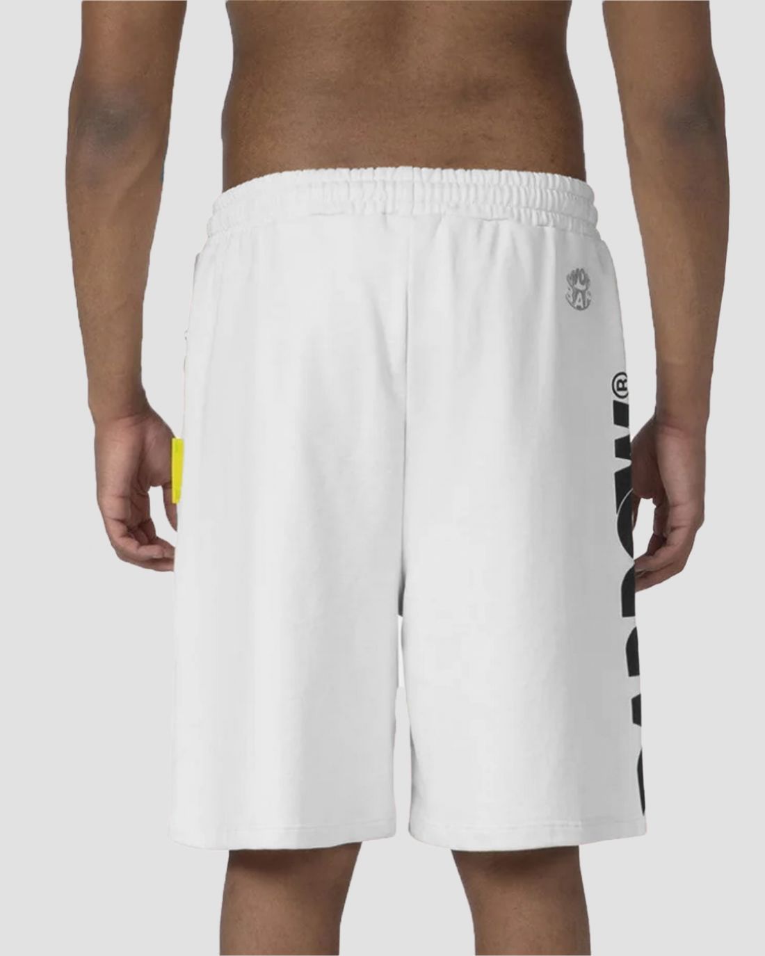 Barrow Sweatshorts Man White with Fluorescent Yellow Logo - S