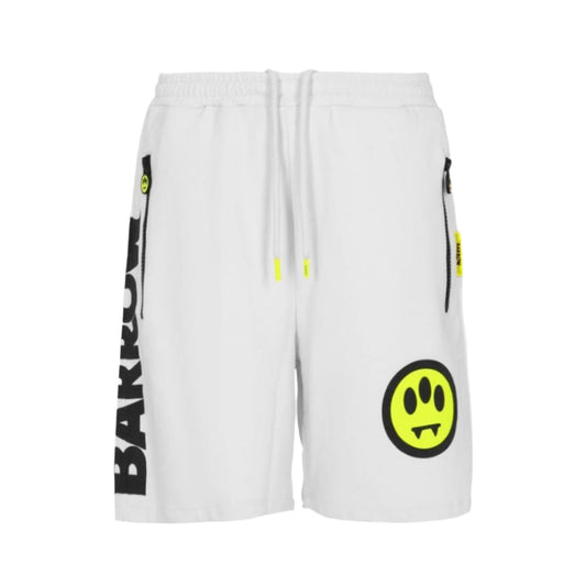 Barrow Sweatshorts Man White with Fluorescent Yellow Logo - S