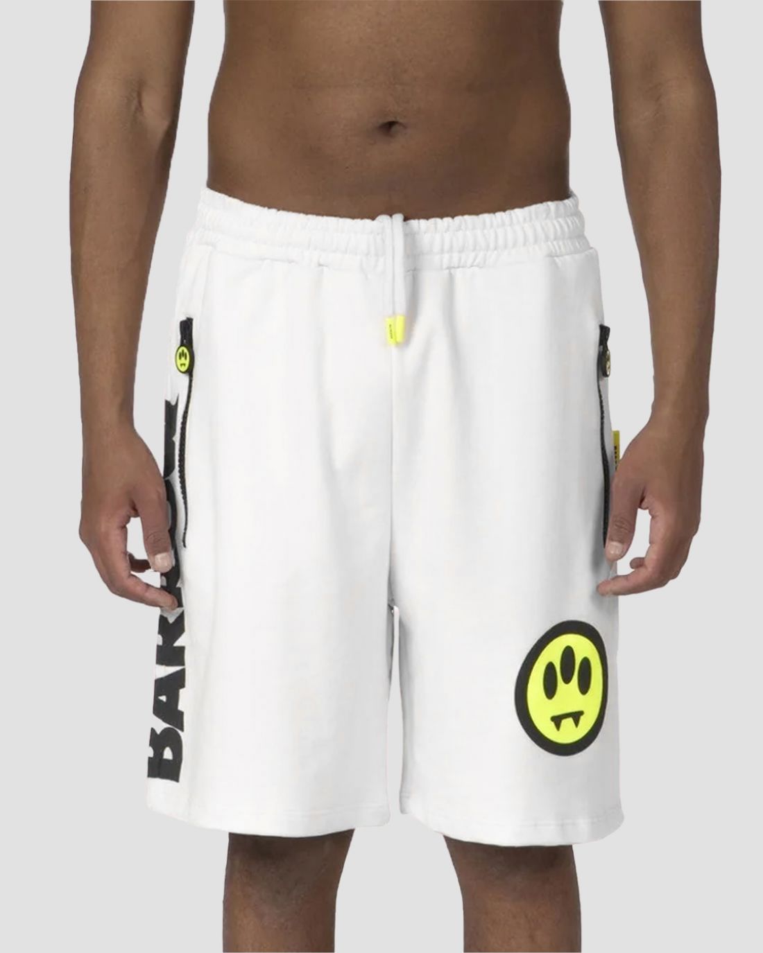 Barrow Sweatshorts Man White with Fluorescent Yellow Logo - S