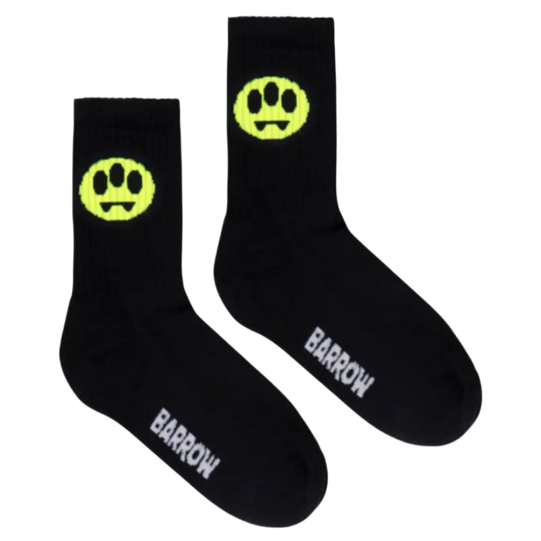 Barrow Socks White Neon Yellow Logo - BLACK