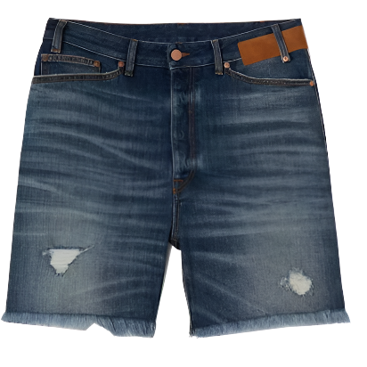 Palm Angels Denim Shorts Blue Brown