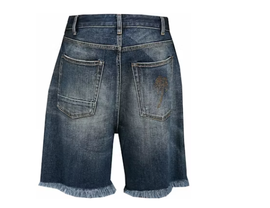 Palm Angels Denim Shorts Blue Brown